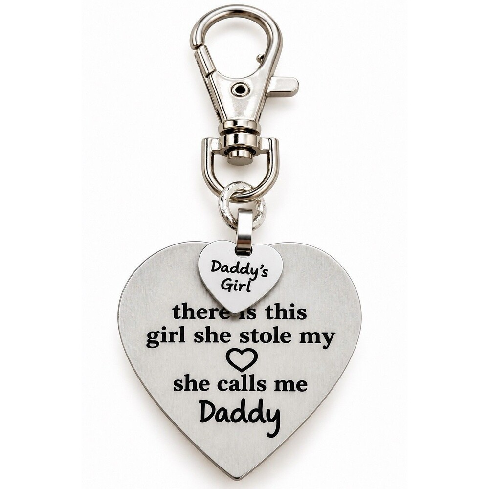 Daddy’s Girl Purse Bag Charm Zipper Pull Father Daughter Gift Stainless Steel
